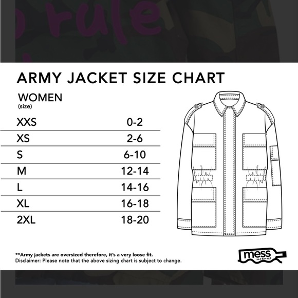 Mess in a bottle Army Jacket “queen don’t be afraid to rule like a king” size M - Picture 9 of 9